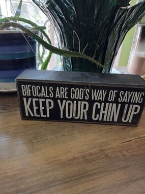 Primitives by Kathy Black and White Wooden Desk Sign - Keep Your Chin Up
